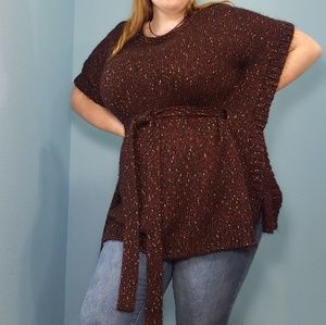 Lane Bryant Dark Maroon And Gold Fuzzy Sweater